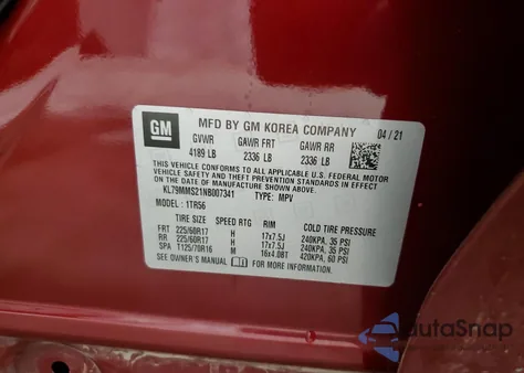 2022 Chevrolet Trailblazer Ls from USA, damaged, VIN KL79MMS21NB007341